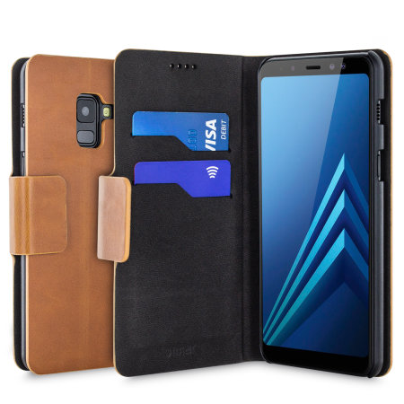 Olixar Leather-Style Samsung Galaxy A8 Wallet Stand Case - Tan