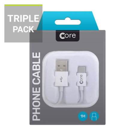 Core USB Type-C Charge and Sync Cable 1m - 3 Pack