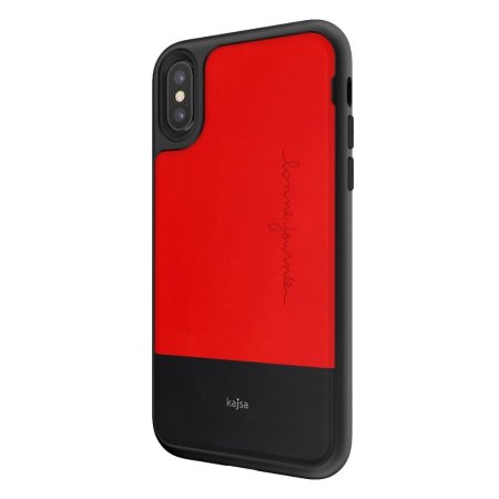 Kajsa Preppie Collection iPhone X Leather Case - Red / Black