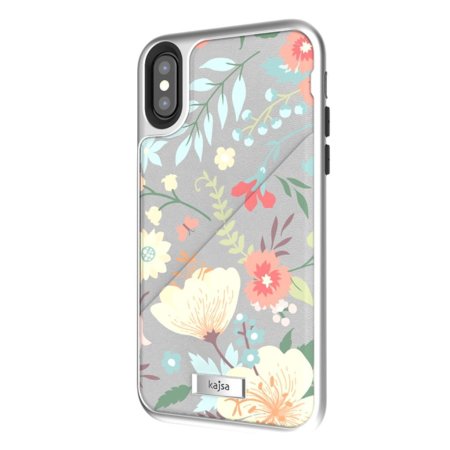 Kajsa Floral Collection iPhone X Card Pouch Case - Grey