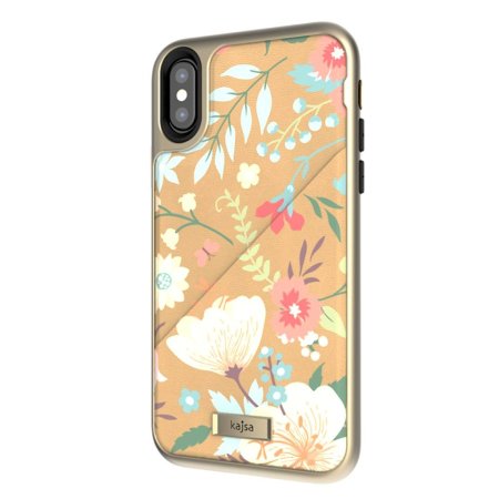 kajsa floral collection iphone x card pouch case - nude