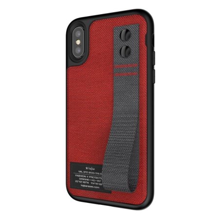 kajsa military collection straps iphone x fabric tough case - red