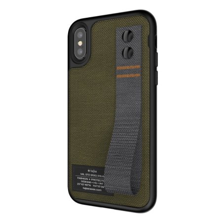 kajsa military collection straps iphone x fabric tough case - olive