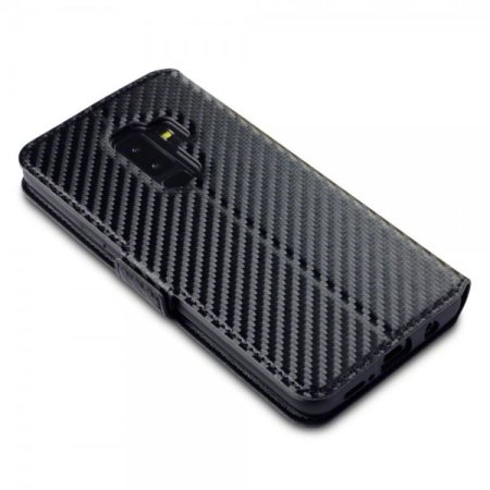 Samsung Galaxy S9 Plus Leather-Style Wallet Case - Black Carbon