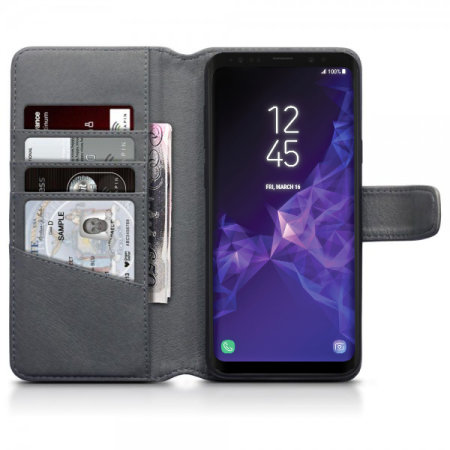 Olixar Samsung Galaxy S9 Plus Ledertasche WalletCase - Grau