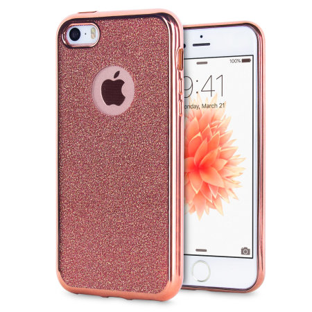 Rosé Guld iPhone SE Gelskal - Glitter
