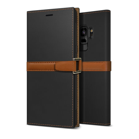 Obliq Z2 Samsung Galaxy S9 Folio Wallet Case - Black / Brown