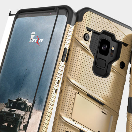 Zizo Bolt Samsung Galaxy S9 Tough Case & Screen Protector - Gold