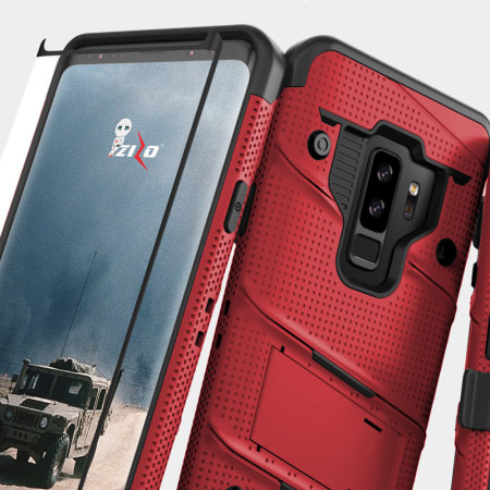 Zizo Bolt Samsung Galaxy S9 Plus Tough Case & Screen Protector - Red