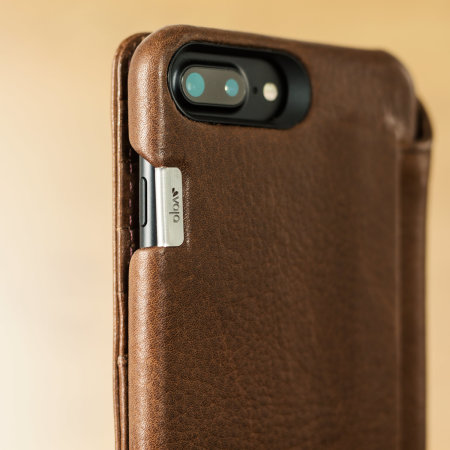 Vaja Wallet Agenda iPhone 8 Plus Premium Leather Case - Dark Brown