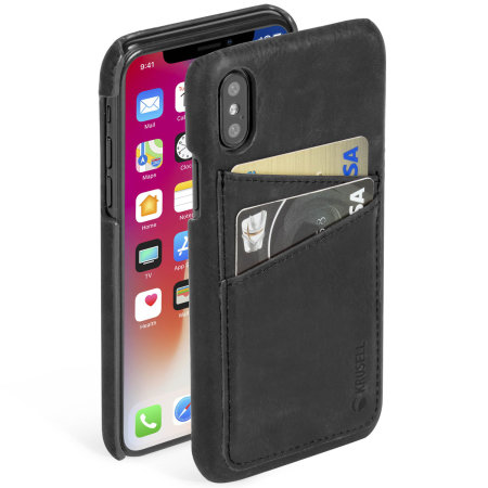 Krusell Sunne 2 Card iPhone X Leather Case - Vintage Black