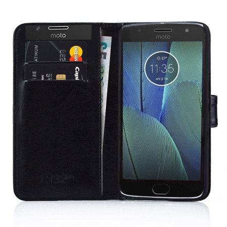 Motorola Moto G5S Plus Leather Style Wallet Case - Black