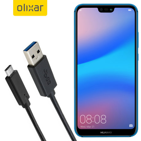 Seraph Push down collateral Olixar USB-C Huawei P20 Lite Charging Cable - Black 1m