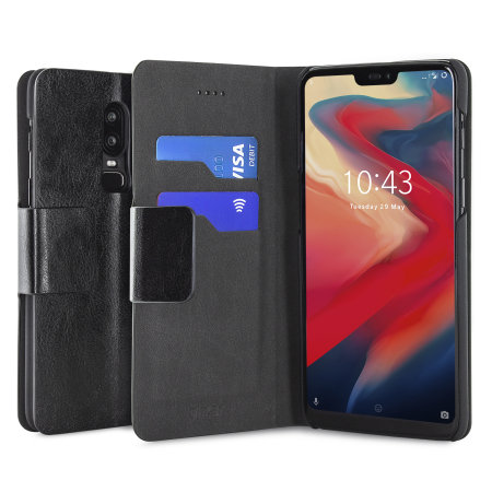 Olixar Leather-Style OnePlus 6 Wallet Stand Case - Black