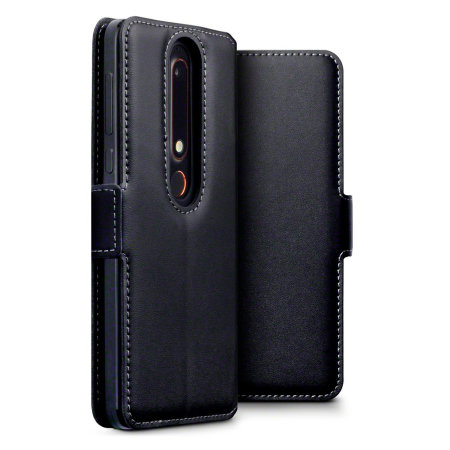 Olixar Nokia 6 2018 Genuine Leather Wallet Case - Black