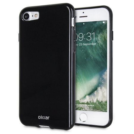 Coque iPhone 7 Olixar FlexiShield en gel – Jet black / noire