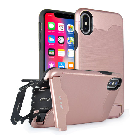 Olixar X-Ranger iPhone X Survival Skal + Multiverktyg - Rosé Guld