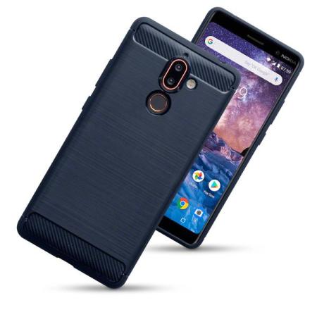 Nokia 7 Plus Carbon Fibre Design Gel Case - Blue