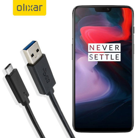 Olixar USB-C OnePlus 6 Charging Cable - Black 1m