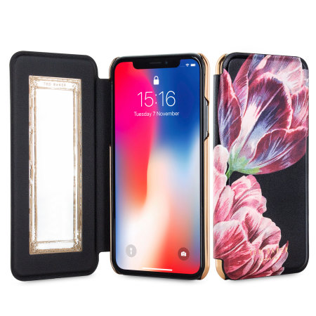 ted baker colin iphone x mirror folio case - tranquillity black