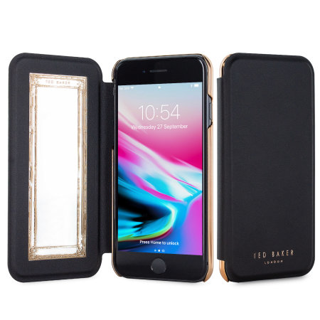 Ted Baker iPhone 8 Shannon Mirror Folio Case - Black / Rose Gold