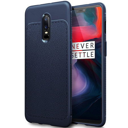 OnePlus 6 Leather-Style Thin Skal - Blå