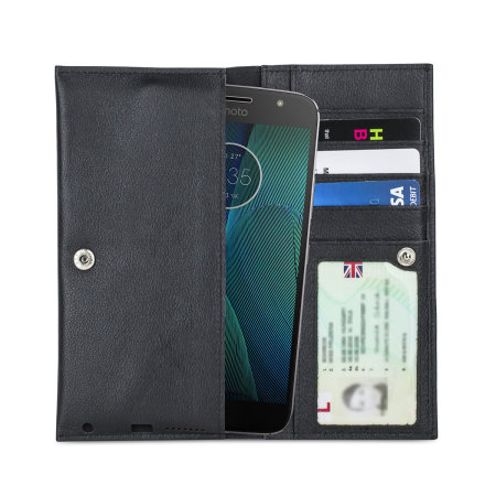 Olixar Primo Lederen Motorola Moto G5S Plus Portemonnee Case - Zwart