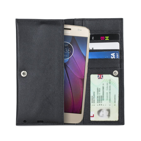 Olixar Primo Lederen Motorola Moto G5S Portemonnee Case - Zwart