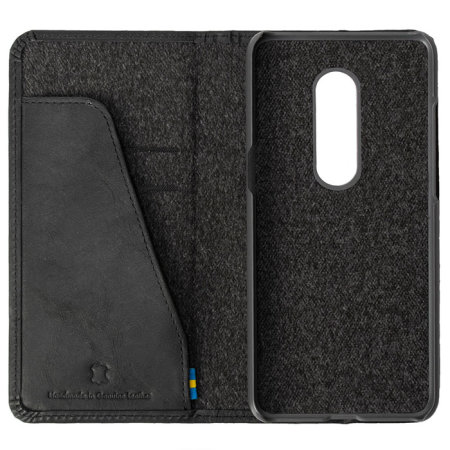 Coque OnePlus 6 Krusell Sunne 2 Card en cuir véritable – Noire