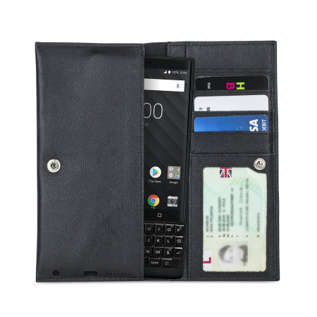 Housse BlackBerry KEY2 Olixar Primo pochette portefeuille – Noire