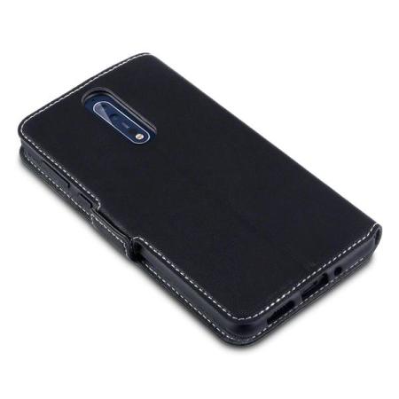 Olixar Nokia 8 Leather-Style Low Profile Wallet Case - Black