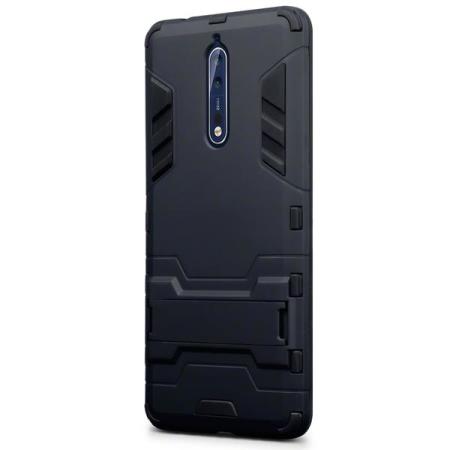 Coque Nokia 8 Encase Dual Layer Armor avec béquille – Noire