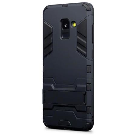 Encase Samsung Galaxy A8 2018 Dual Layer Armour Case & Stand - Black