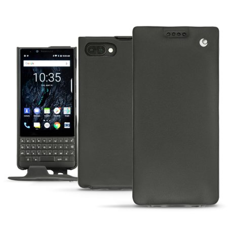 Housse Blackberry Key2 Noreve Tradition en cuir véritable – Noire
