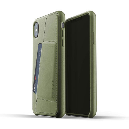 Mujjo Echtleder iPhone XS Max Brieftasche aus Leder - Olive