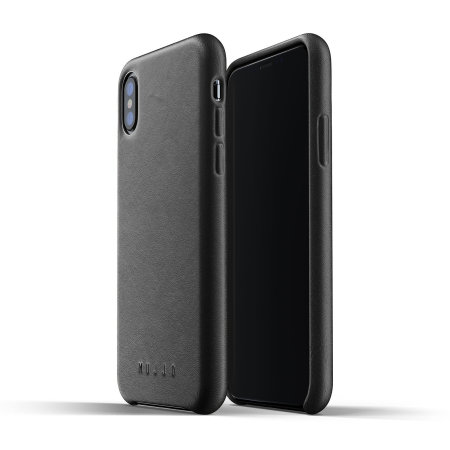 mujjo genuine leather iphone xs max case - black