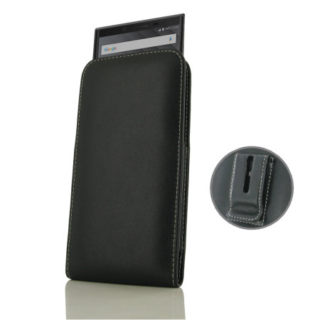 PDair BlackBerry KEY2 Leather Vertical Pouch Case with Belt Clip