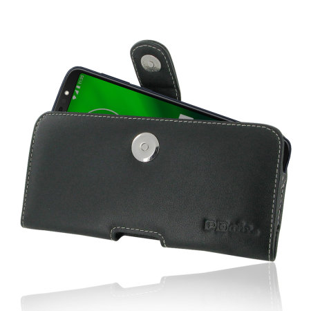 PDair Motorola Moto G6 Plus Leather Horizontal Pouch Case - Black