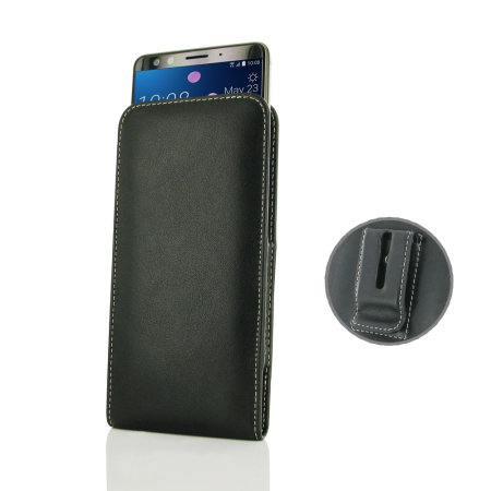 PDair HTC U12 Plus Leather Vertical Pouch Case with Belt Clip