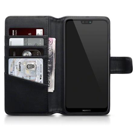 Housse Huawei P20 Lite Olixar portefeuille en cuir véritable – Noir