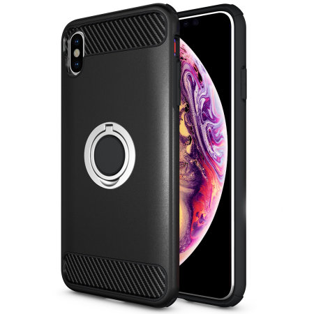 Olixar ArmaRing iPhone XS Max solid deksel med fingerring - Svart