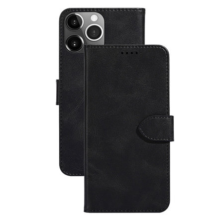 Olixar Leather-Style iPhone XR Wallet Stand Case - Black