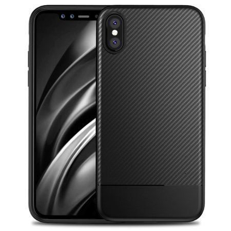 olixar carbon fibre apple iphone xs case - black