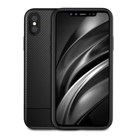 olixar carbon fibre apple iphone xs max case - black