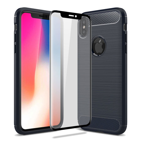 olixar sentinel iphone x case with glass screen protector - blue