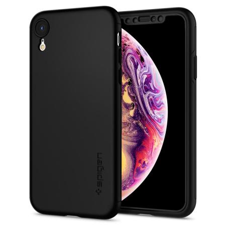Spigen Thin Fit iPhone XR Case and Glass Screen Protector - Black