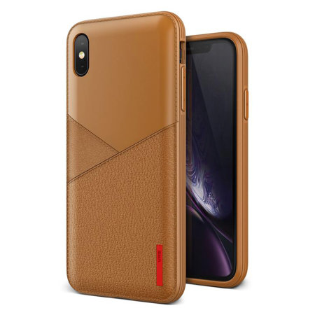 VRS Design Leather Fit Label iPhone XS Max Case - Brown