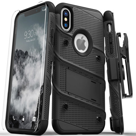 Coque iPhone XS Max Zizo Bolt avec protection d'écran – Noire