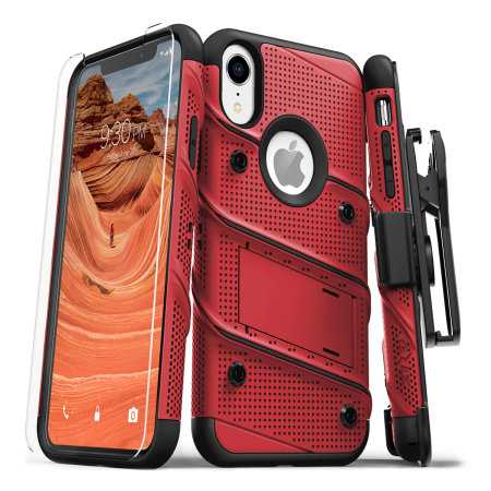 Zizo Bolt iPhone XR Tough Case & Screen Protector - Red / Black