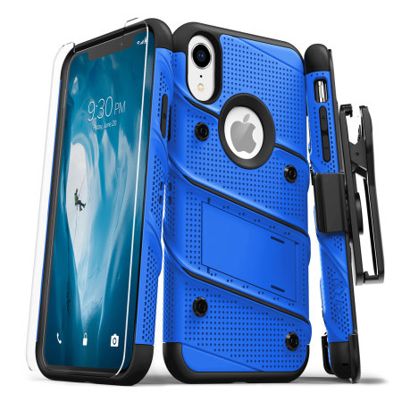 Coque iPhone XR Zizo Bolt avec protection d'écran – Bleue / noire